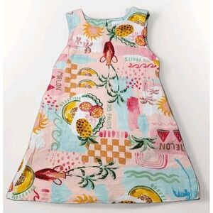 Paper Heart Womens Dress Size M Sleeveless Fruit Print Linen Blend Casual